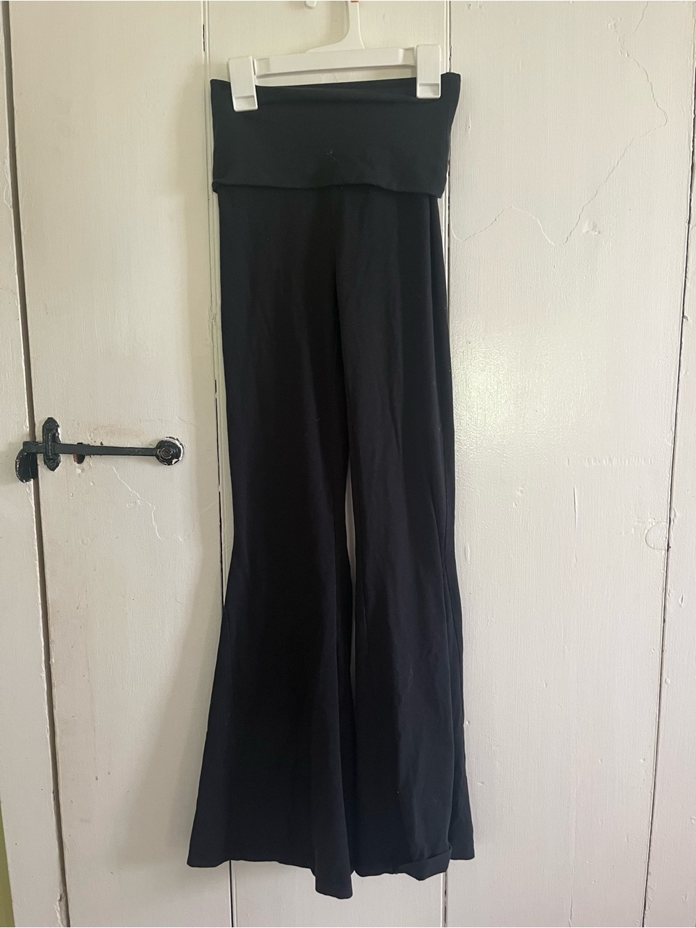aerie Black Fold-Over Waist Flare Pants